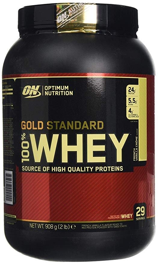 Gold Standard Whey Protein Powder with Glutamine and Amino Acids Protein Shake - French Vanilla Cream, 29 Servings, 908 g (Packaging May Vary)
