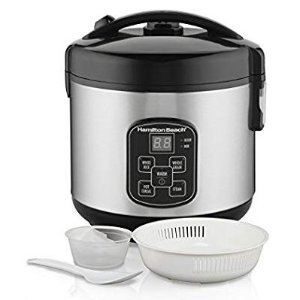 Hamilton Beach (37518) Rice Cooker, 4 Cups uncooked resulting in 8 Cups Cooked with Steam & Rinse Basket