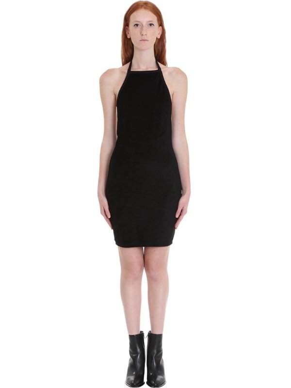 Velour Halter Dress In Black Tech/synthetic