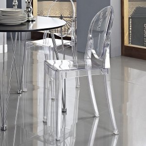 Flash Furniture Ghost Chair with Oval Back in Transparent Crystal