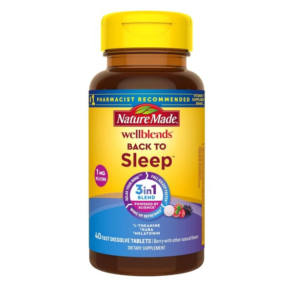 Wellblends Back To Sleep, Lower Dose Melatonin 1 mg, L theanine 100 mg and GABA 100mg, Sleep Supplement, 40 Fast Dissolve Tablets