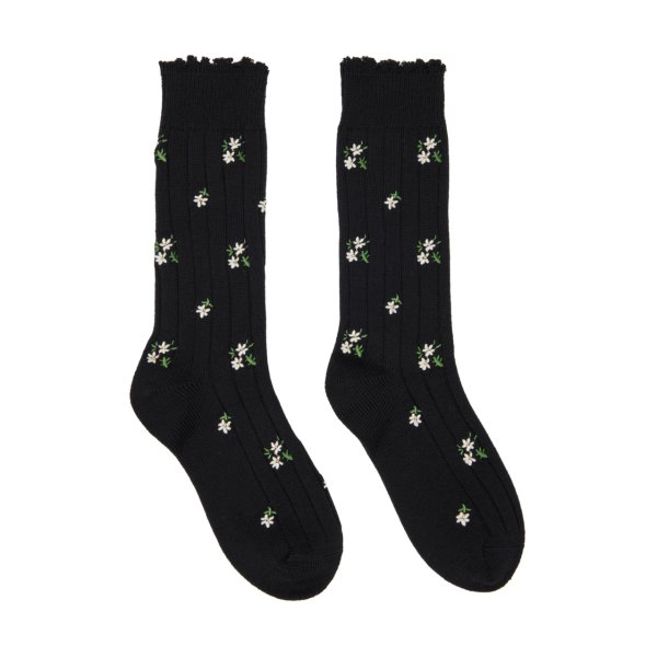 Black Floral Socks