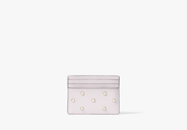Madison Studded Faux Pearls Small Slim Card Holder