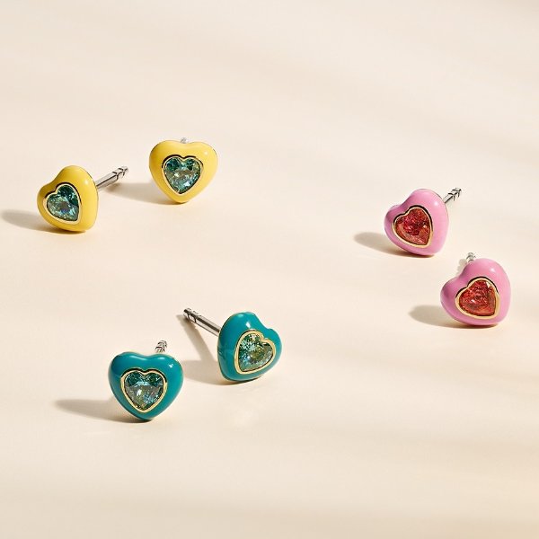 Color Pop Yellow Heart Stud Earrings