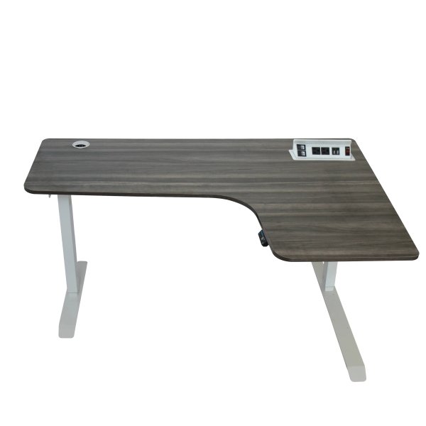 Height Adjustable L-Shaped Standing Desk with Built in Outlets