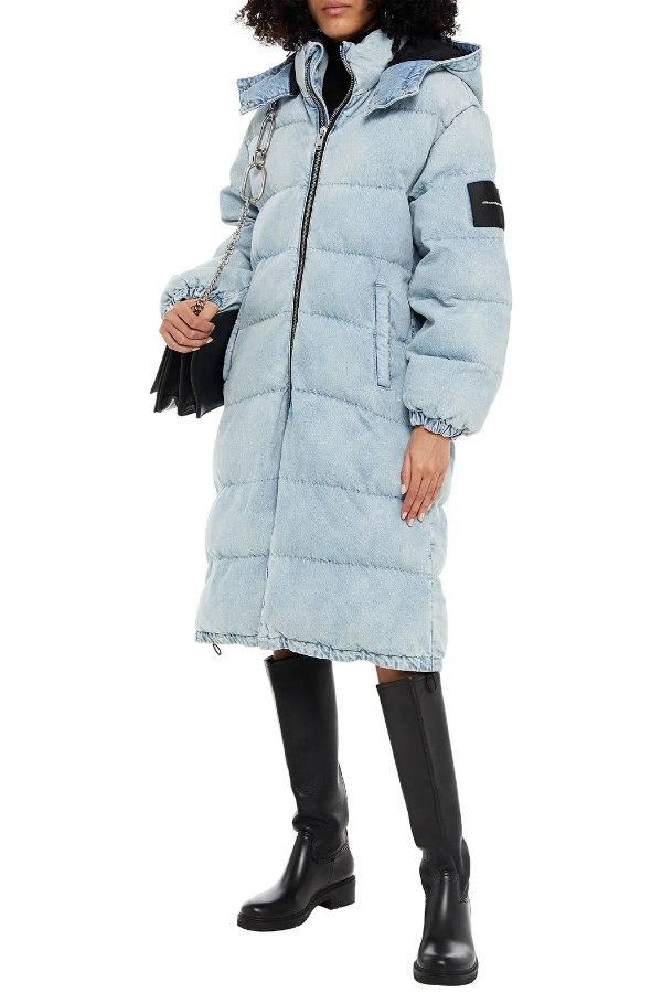 Oversized quilted denim coat