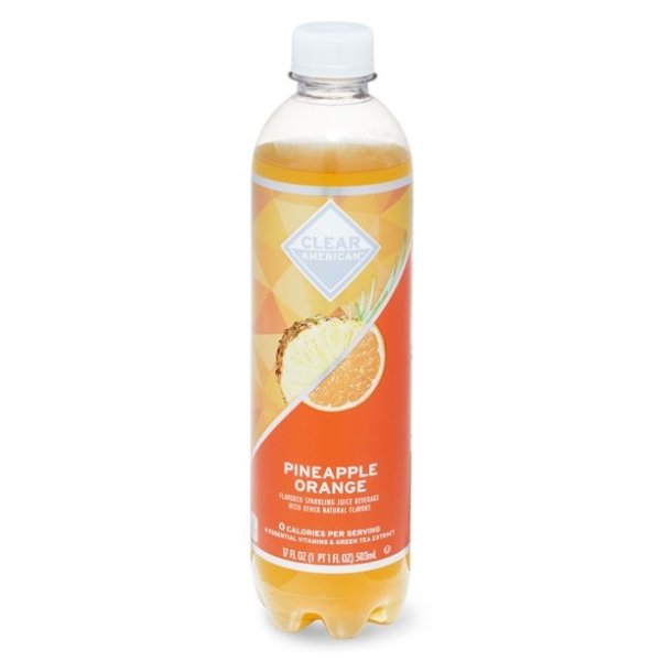 Clear American Pineapple Orange Sparkling Juice, 17 Fl Oz Bottle