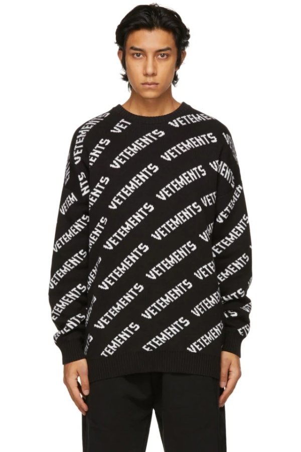 Black & White All-Over Logo Sweater