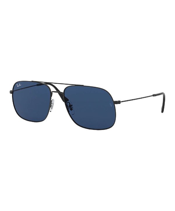 | Matte Black & Dark Blue Aviator Sunglasses