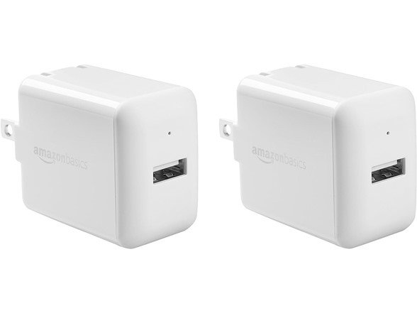 (2 Pack) AmazonBasics 12W USB-A Wall Charger