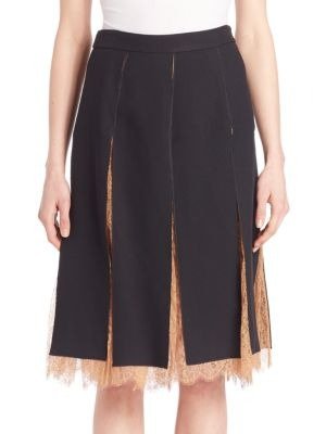 Michael Kors Paneled Lace-Inset Skirt