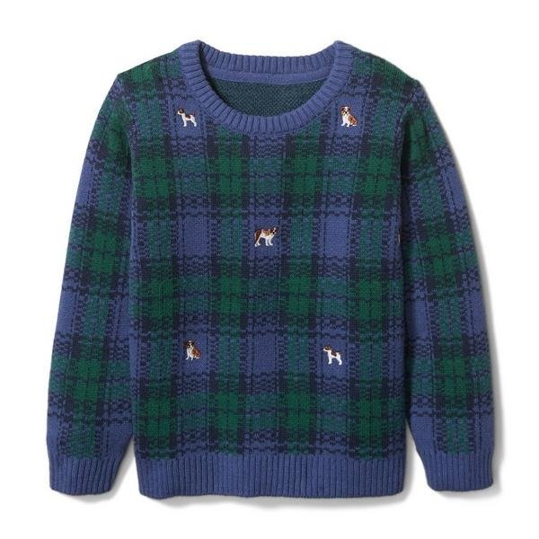 Plaid Embroidered Pullover