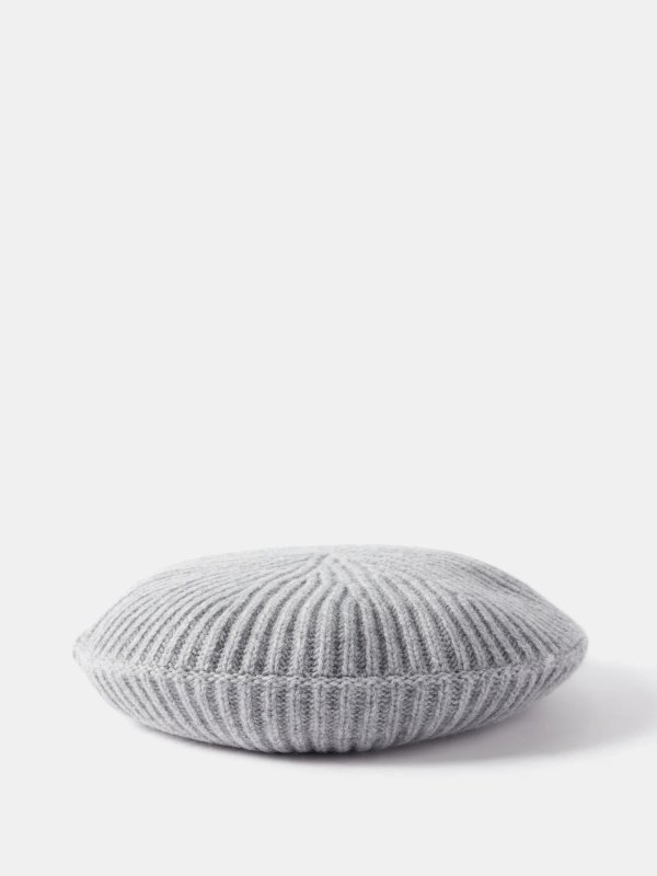 Logo-patch ribbed-wool beret