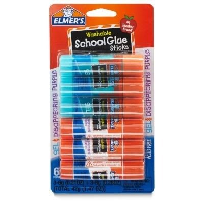 Washable School Glue Sticks, Gel and Disappearing Purple, 0.21 Ounce, 6 Count