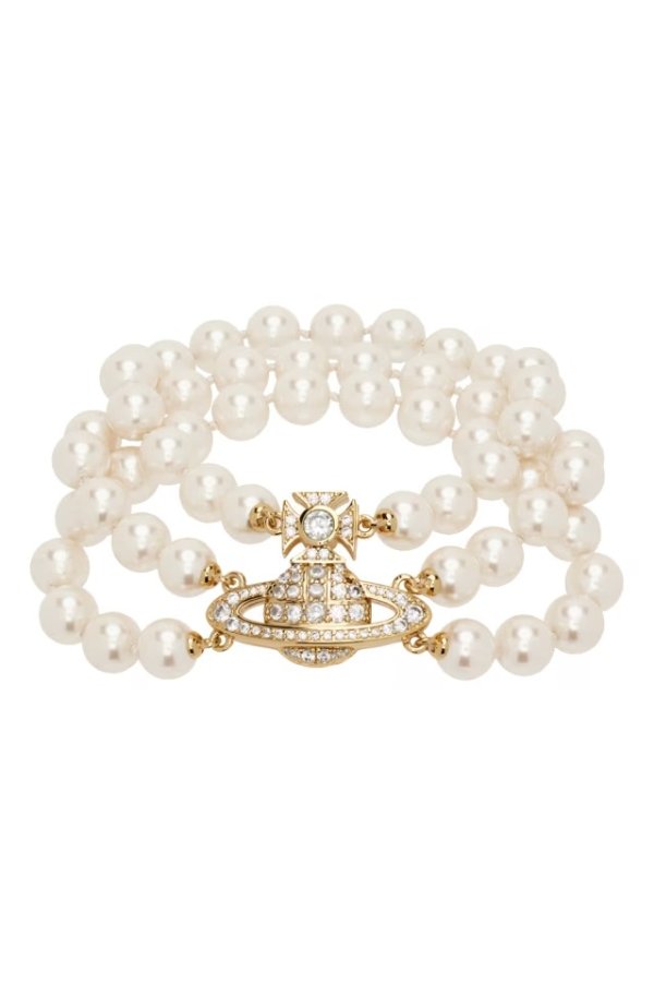 White Graziella Three Row Pearl Bracelet