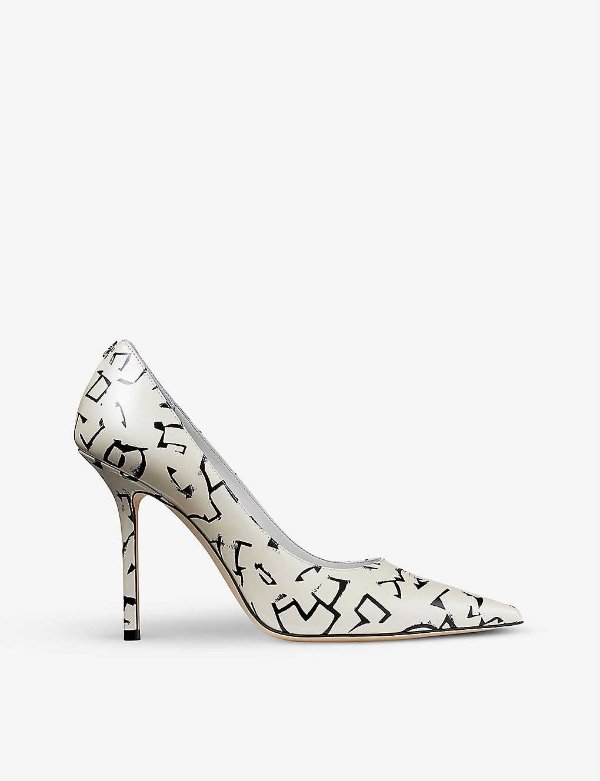 x Eric Haze Love 100 abstract-print patent-leather courts