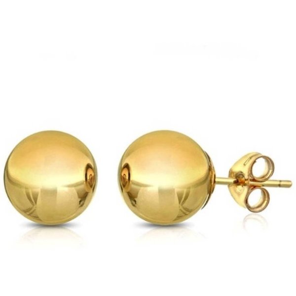 A & M 14K Solid Gold Classic Ball Stud Earrings (4 - 8mm)