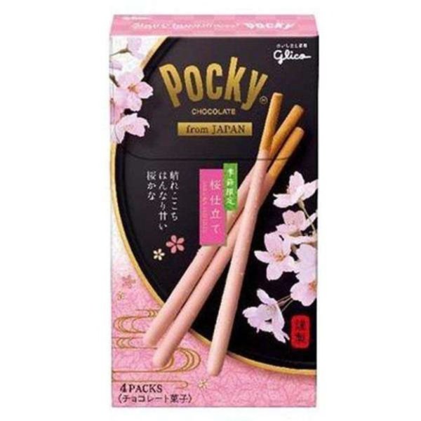 Japan Direct Mail] Japan Glico GLICO POCKY Pocky Season Limited Cherry Blossom Blooming Chocolate Crisp Stick 4pc