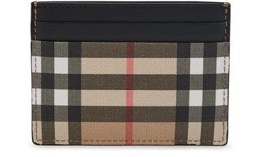 Vintage Check E-canvas and Leather Card Case