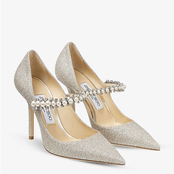 Baily 100 glittered, crystal and faux-pearl-embellished courts