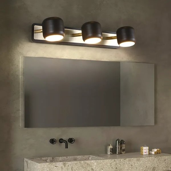 Black LED Adjustable Gold Bath Vanity Light 3-Light Indoor Wall Light-Homary
