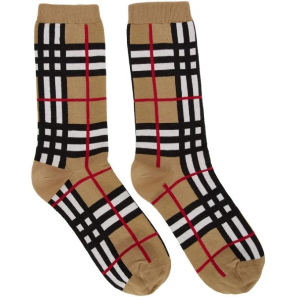 Burberry - Beige Check Classic Socks