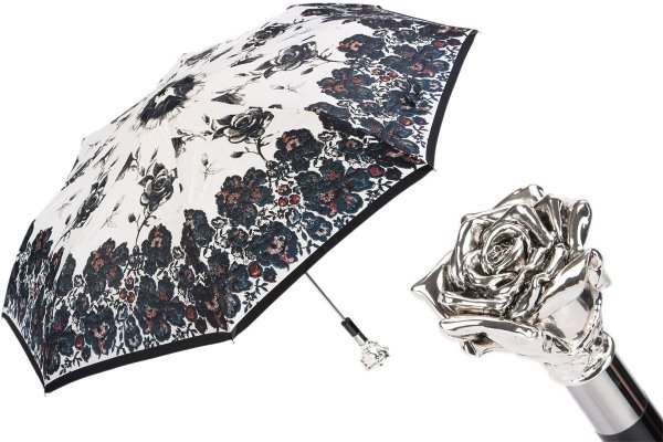 银色玫瑰折叠雨伞