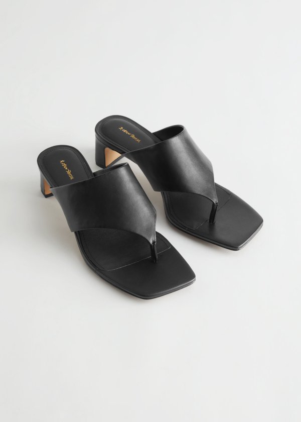 Thong Strap Leather Mule Sandals穆勒鞋