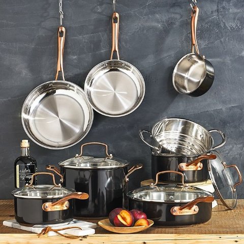 CuisinartOnyx Black & Rose Gold 12-Pc Stainless Steel Cookware Set, Created for Macy s