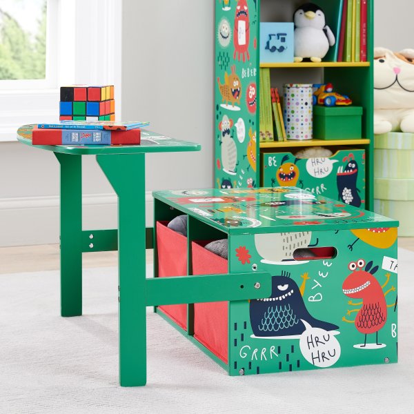 Monsters 3-in-1 Convertible Kids Desk, Storage Bench and 2 Bins