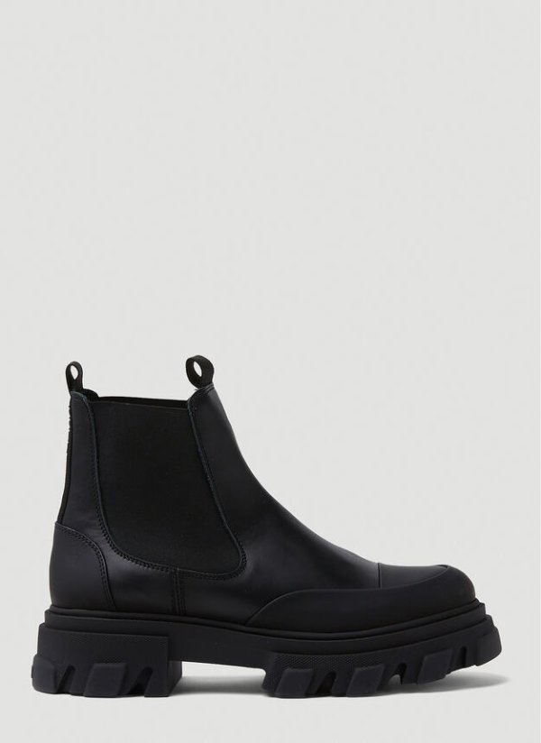 Leather Chelsea Ankle Boots in Black