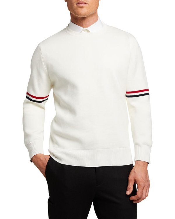 Men's Crew Sweater with Ribbon Arm Bands