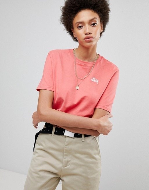 Stussy Oversized T-Shirt With Small Chest Logo at asos.com