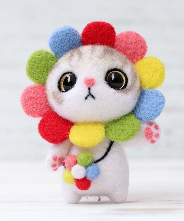 Rainbow Cat DIY Felting Kit