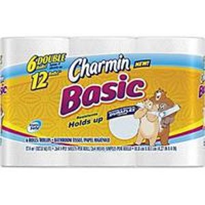 Charmin® Basic Bath Tissue Rolls, 1-Ply, 48 Rolls/Case