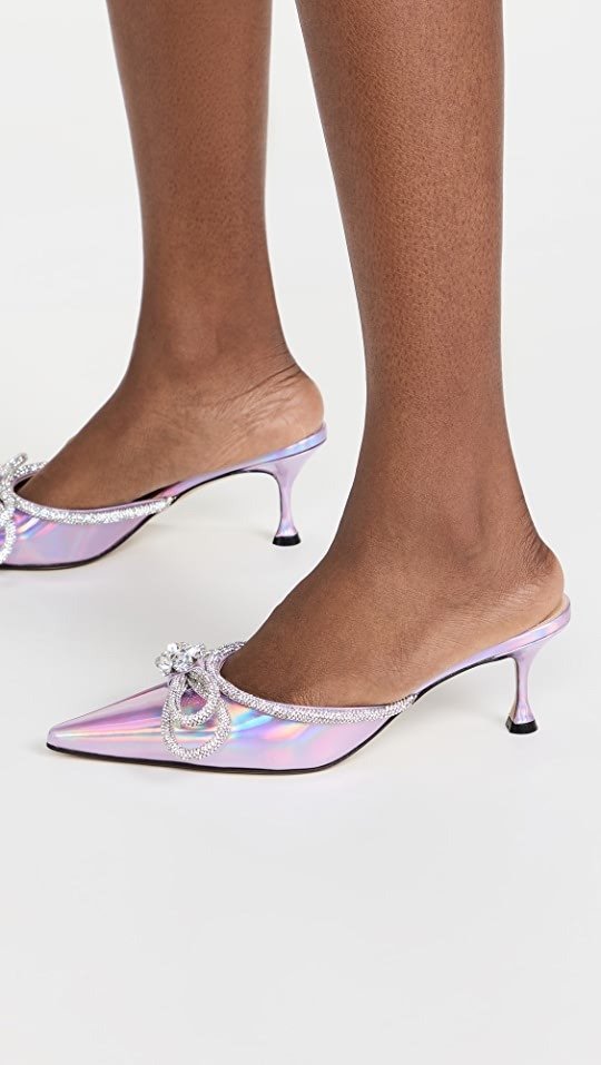 Double Bow Iridescent Mules