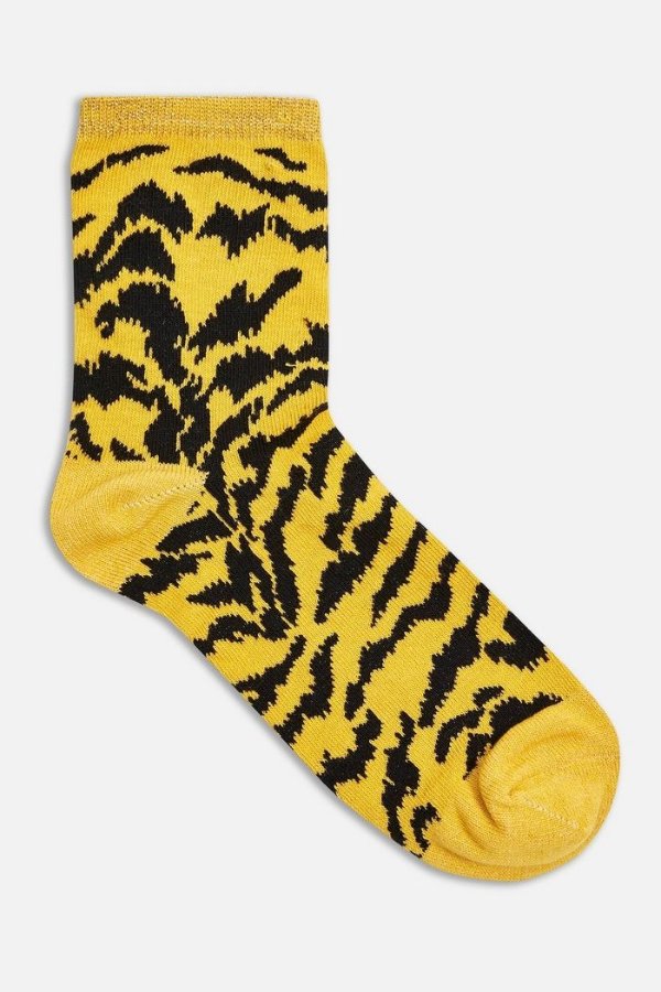 Mustard Zebra Jacquard Socks