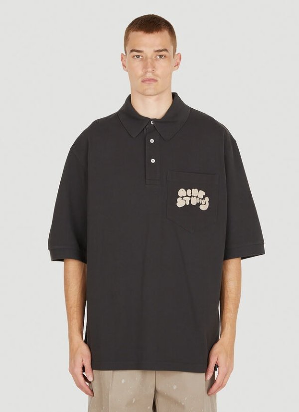 Bubble Logo Polo Shirt in Dark Brown