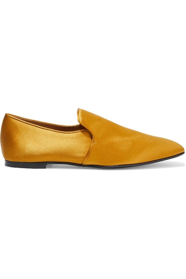 Gold Alys satin loafers | Sale up to 70% off | THE OUTNET | THE ROW | THE OUTNET