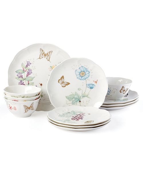 Butterfly Meadow Gold - 20th Anniversary 12-PC Dinnerware, Service for 4, Macy's Exclusive