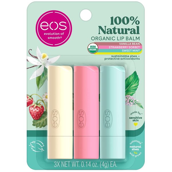 100% Natural & Organic Lip Balm 3-Pack