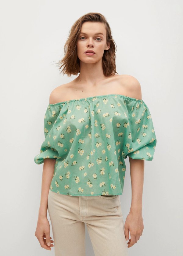 Printed cotton blouse - Women | Mango USA