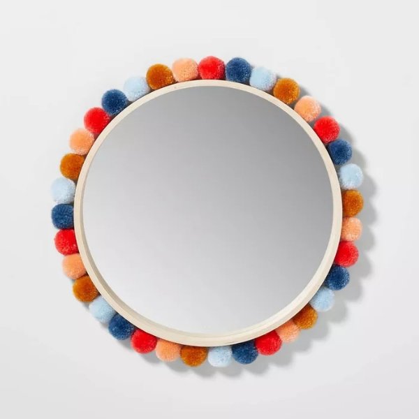 19&#34; Round Colorful Pom-Pom Mirror - Pillowfort&#8482;