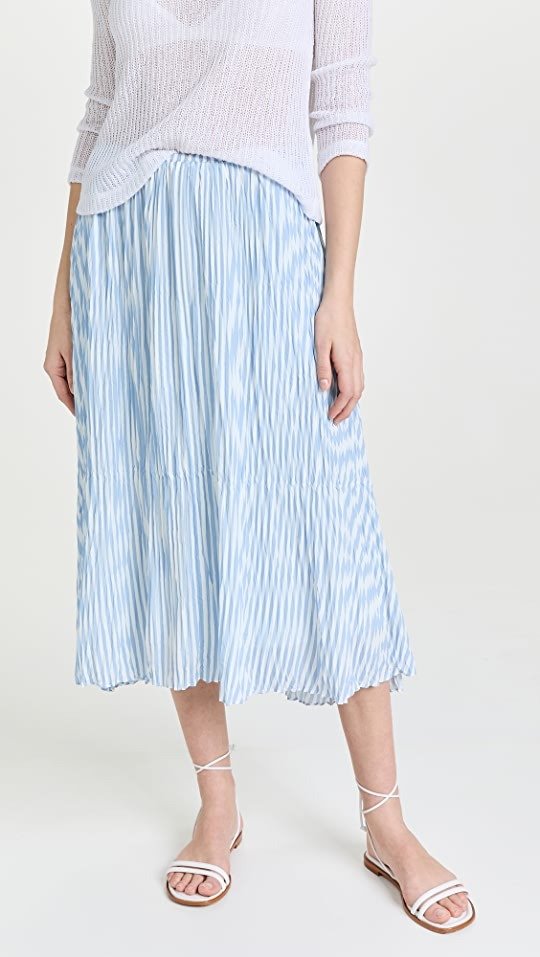 Stripe Crushed Tiered Skirt