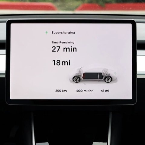 1000英里/小时的充电速度Tesla V3 SuperCharging 超高速充电桩上线