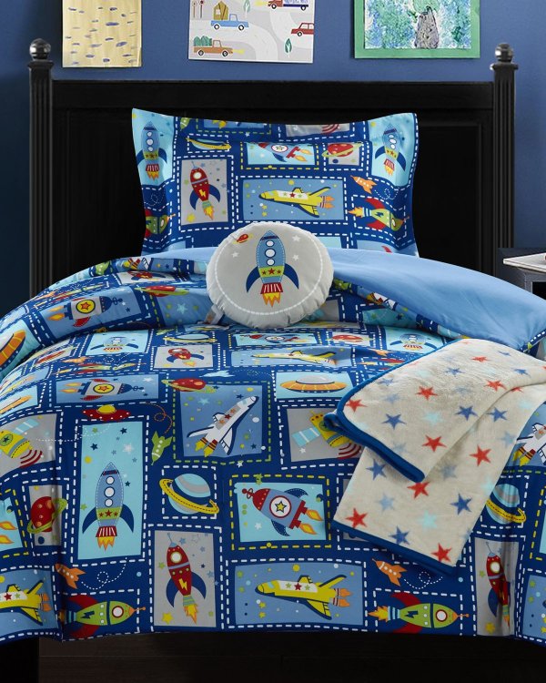 Blue Spaceship Comforter Set