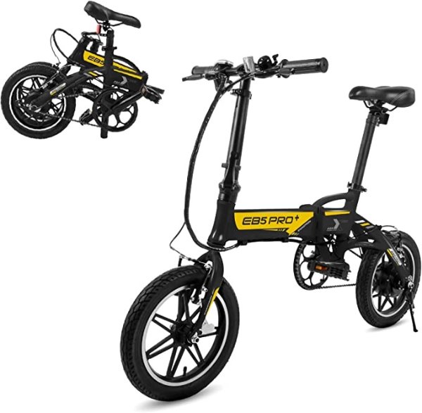 Swagcycle EB-5 Lightweight Aluminum Folding Electric Bike with Pedals