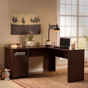 Buena Vista 60 in. L-Shaped Desk with Optional Hutch - Madison Cherry