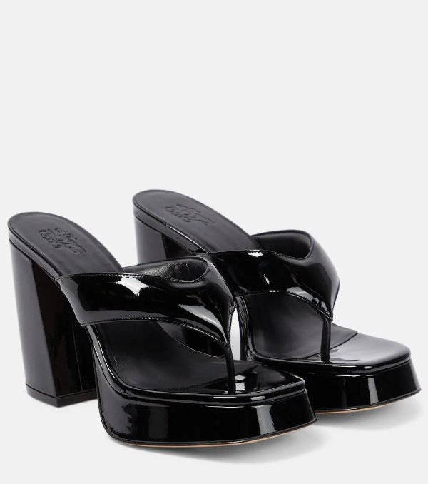 Gia 17 patent leather platform thong sandals
