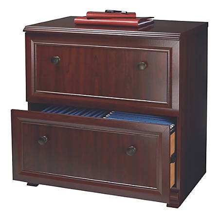 Realspace® Broadstreet Lateral File Cabinet, 30"H x 29-1/2"W x 19"D, Cherry Item # 471388